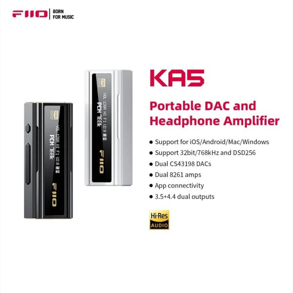 FiiO JadeAudio KA5 Portable USB DAC Headphone Amplifier & SK-KA5 Leather Case Supply