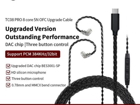 JCALLY TC08 Pro TYPE-C Earphone Upgrade Cable Fashion