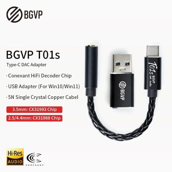 BGVP T01s Dac Decoding Audio HiFi Earphone Amplifier USB Type-C To 2.5 3.5 4.4   Lightning To 3.5 Sale