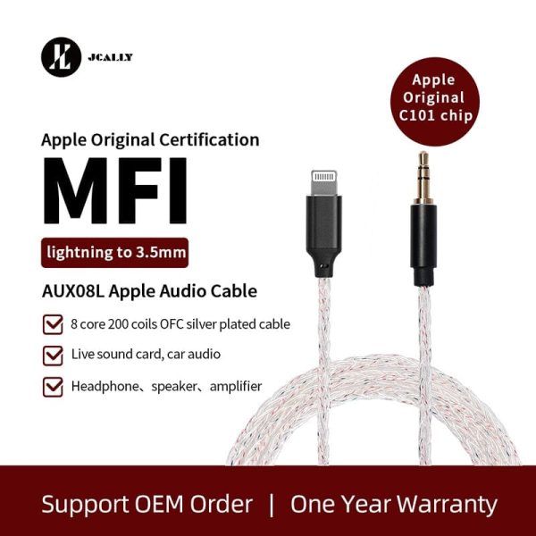 JCALLY AUX08L C101 Chip 8 Cores Lightning To 3.5mm Audio cable Discount